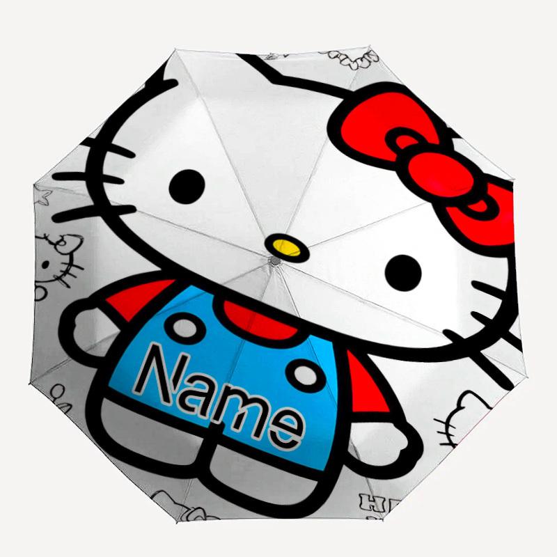 

1PC Hello Kitty Custom Name Automatic Open/Close, 8-Rib Durable Frame Compact Travel Umbrella for Men & Women D1222011