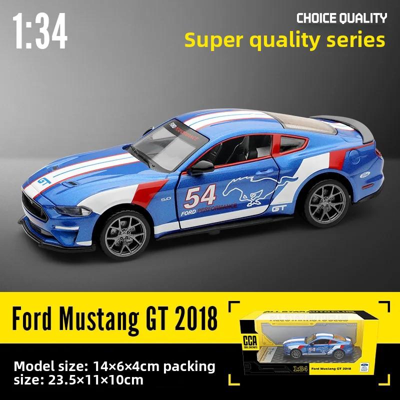 SPZS3 1:34 Ford Mustang GT 2018 Muscle Car Alloy Car Die Cast Toy Car Model Sound and Light Children's Toy Collectibles Birthday Gift