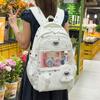 Schulranzen rosa und weiße Sterne zweidimensionales transparentes Fenster süßes Mädchen Schultasche Schüler Klasse Feiertag Forschung Reise Rucksack