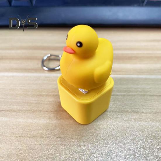 Duck Keycap Keychain Quacking Duck Fidget Toy with Light And Sound Portable Keyboard Clicker Keycap Duck for Stress Relief