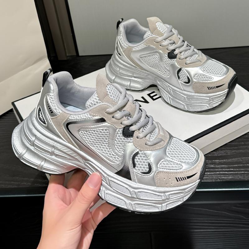 Women'S Summer Silver Pink Dad Sneakers Breathable Casual Running Oes Lightweight Thi Bot Sports Oes