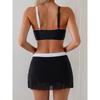 Women's Swimsuit, Patchwork Swimsuit, Deep V-neck, Two-piece Swimsuit, Mesh Skirt Sports Swimsuit