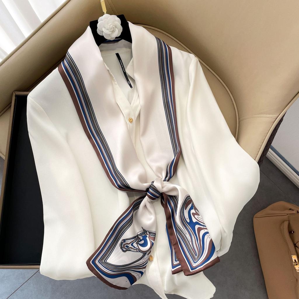 Eșarfe de mătase de înaltă calitate, de lux, bentiță, eșarfe pentru gât, pentru femei, eșarfă de mătase cu lanț, șal decorativ pentru femei