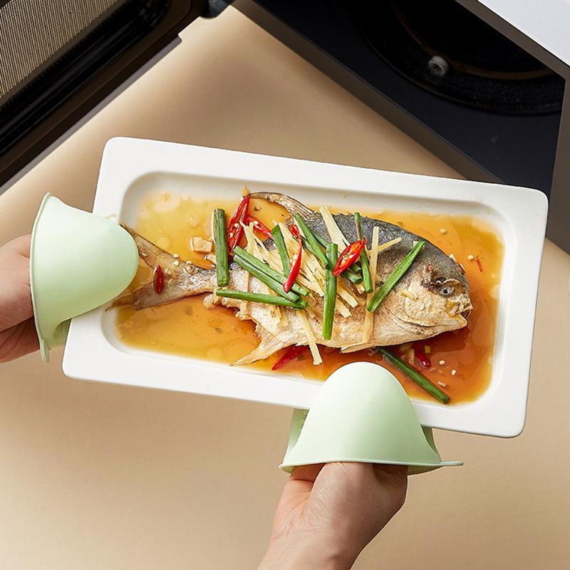 Thickened Silicone Heat Resistant Gloves Non Slip Oven Mitts Microwave Safe Kitchen Gloves For Baking Cooking