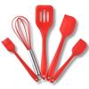5Pcs Silicone Kitchen Cooking Utensils Set Non-Stick Flexible Kitchen Tools With Cake Spatula Whisk Oil Brush And Cooking Shovel