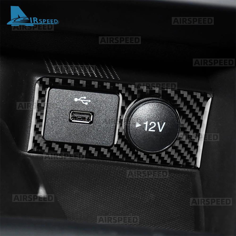 PCKF8 Soft Carbon Fiber Sticker For Ford Focus MK4/Focus ST 2019 2020 2021 2022 2023 2024 2025 LHD Central Control Cigarette Lighter