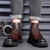 Fashion Golden Sapling Men's Winter Boots Fashion Platform Footwear Retro Leather Shoes Men Work Boots Leisure Chaussure Hommes Zapatos