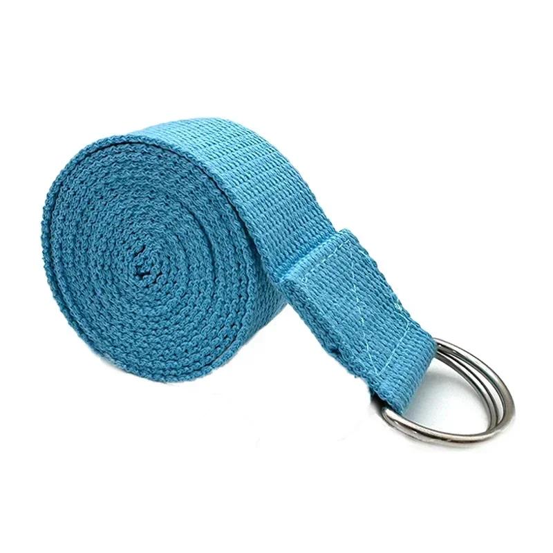 1PC Yoga Belt Adjustable D-Ring Buckle Yoga Strap Gives Flexibility for Yoga Stretching Durable Cotton Exercise Straps небесно-голубой