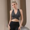 V-Neck Cross-Border Bandage Sports Bra – Shockproof, Gathered Back for Yoga & Running