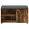 Hall Bench with Cushion and Shelf Smoked Oak 80 x 38 x 46 cm