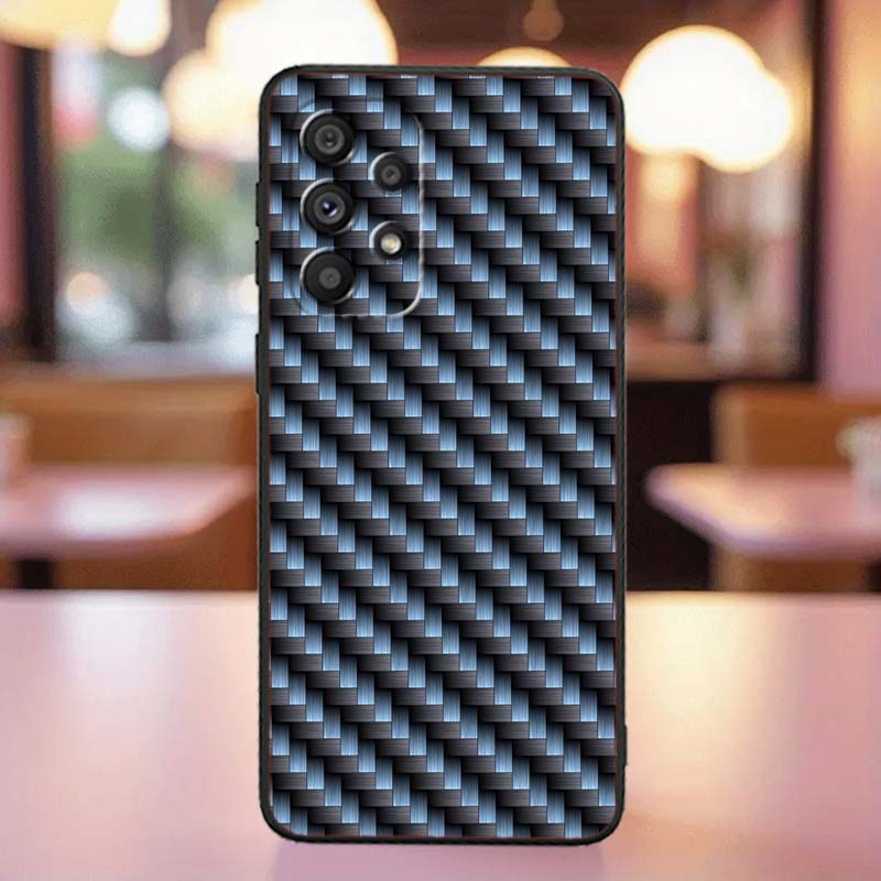 Black carved woven texture Phone Case For Samsung A41 A35 A34 A33 A32 A25 A24 A23 A21s A06 A05 A04 A03 Note 10 20 Ultra 5G Black
