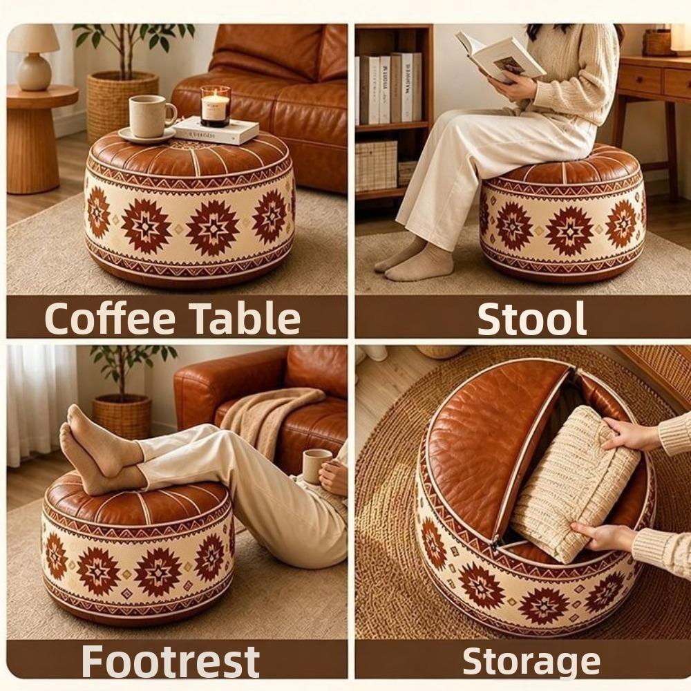 Nenaplněný kulatý podnožkový potah Boho styl Úložný ottoman Taška na oblečení Obývací pokoj
