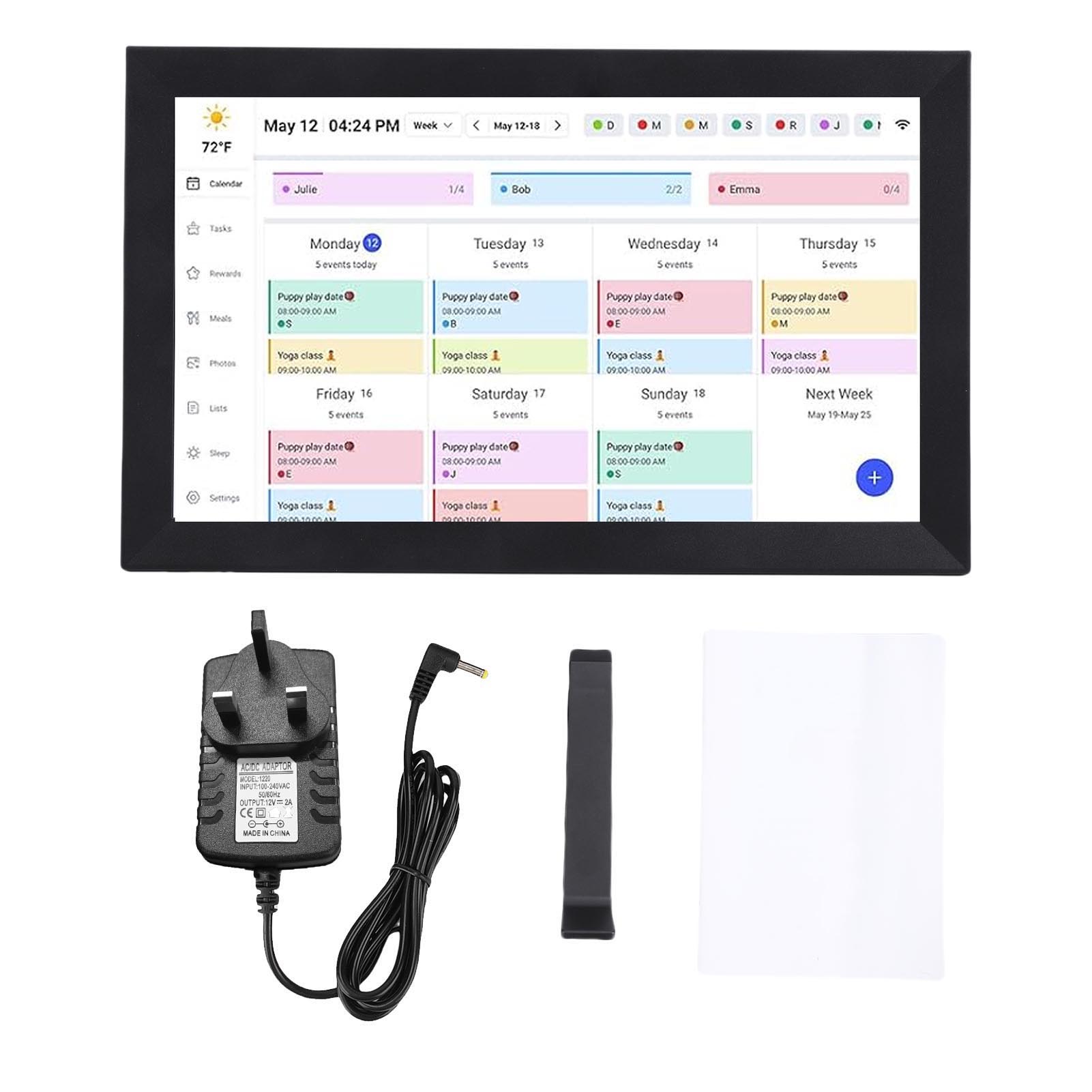 Slimme digitale kalender met 15,6 inch touchscreen, wifi, 1080p HD interactief display, wandplanner, digitale kalender met app. UK PLUG