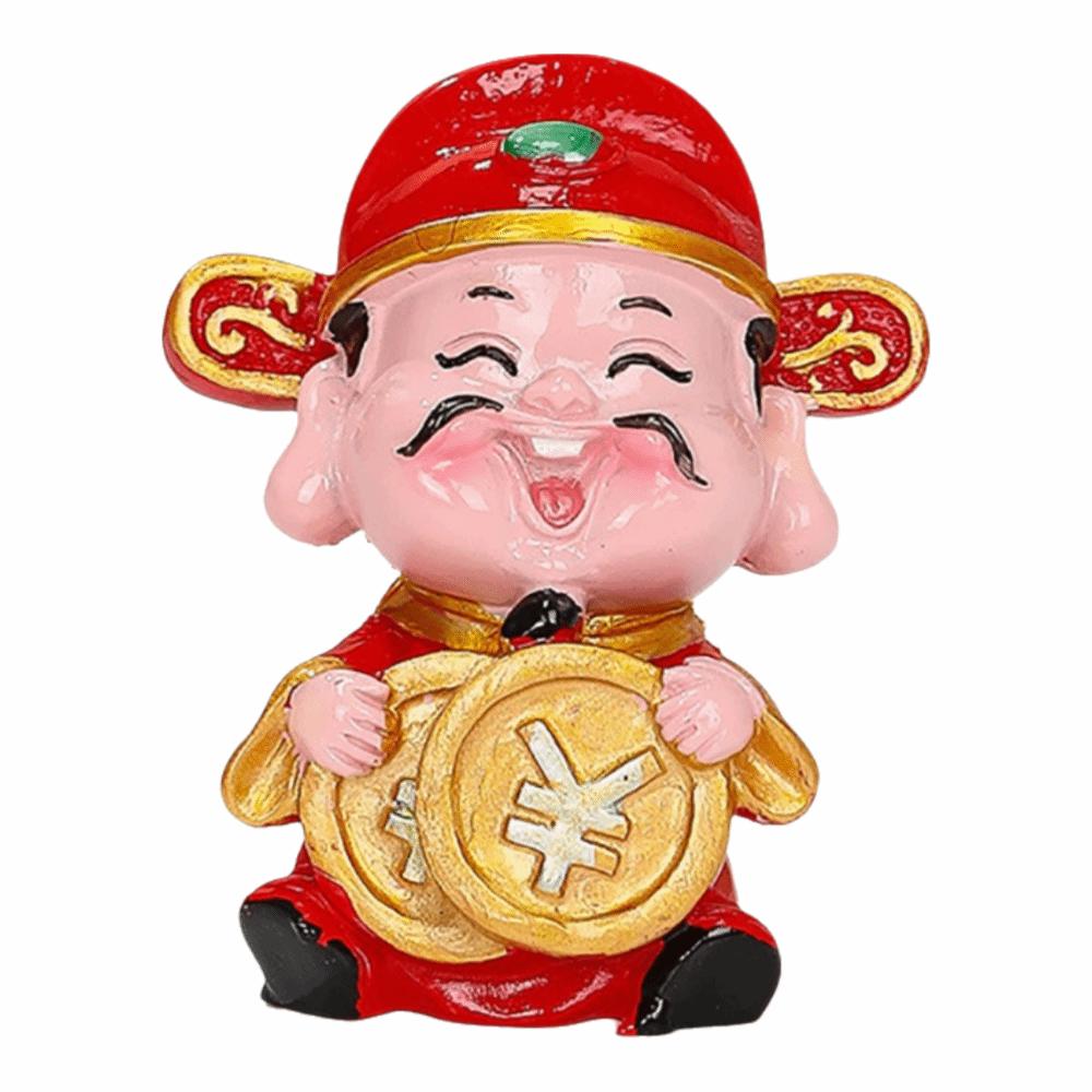 Rote Mini-Gott des Reichtums Figur Maskottchen-Stil Harzmaterial Harz-Maskottchen-Verzierungen Reichtums-Maskottchen Glücks-Accessoires