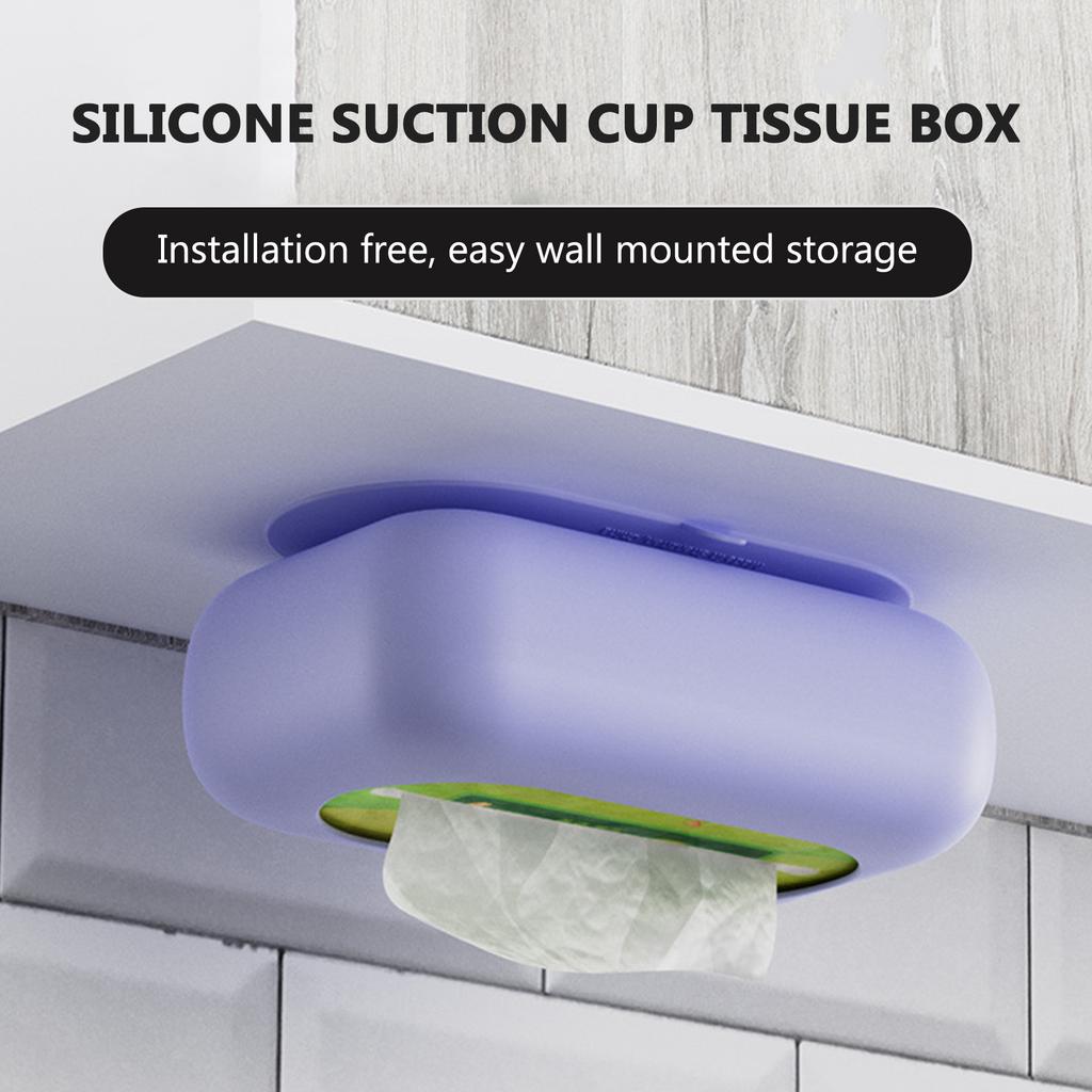 Portable Silicone Suction Cup Car Tissue Box Hole-Free Installation Hole-Free Installation Tissue Box For Bathroom Living Room