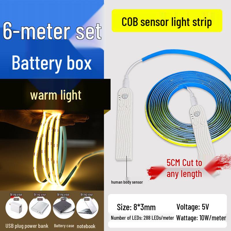 USB Rechargeable Motion Sensor LED Strip Light: Ultra-thin, Self-Adhesive, Wireless Night Lighting