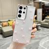 Small Fresh Bow Mobile Phone Case For Samsung S25Ultra Transparent Epoxy S24 Protective Case A05 Female A14