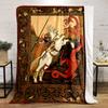 Knight Battling Dragon in Medieval Art Flannel blanket for bedroom, living room, sofa, and nap sofas.