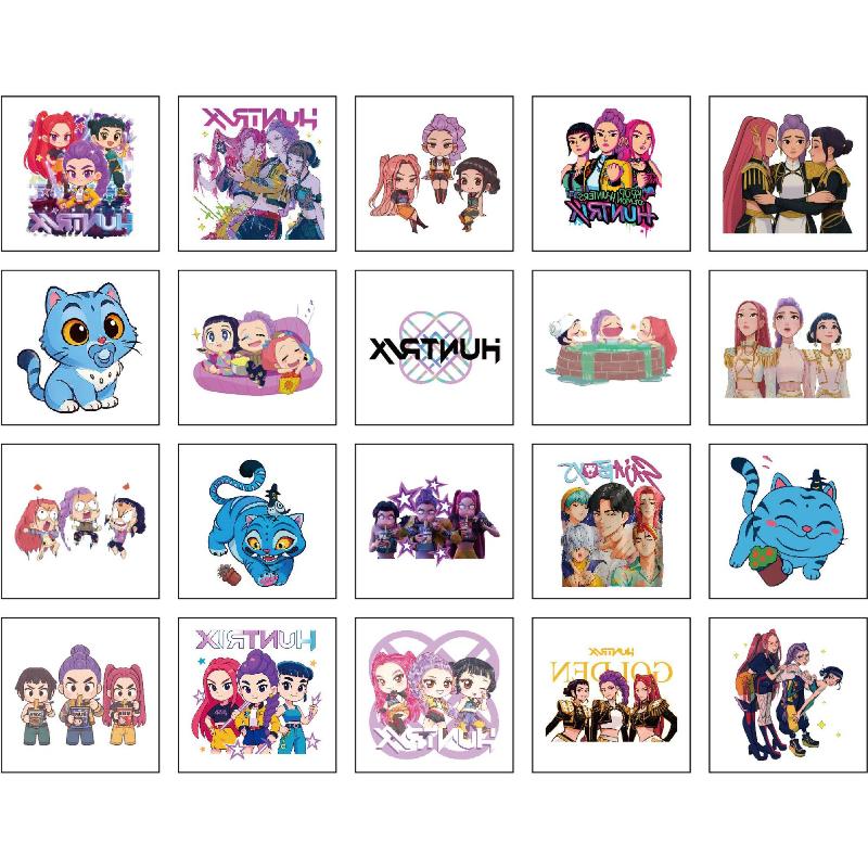 20 Stück/Set Kpop Dämonenjäger Temporäre Tattoo Aufkleber Niedliches Cartoon Design Wasserübertragungs Tattoo Aufkleber Lustige Partygeschenke