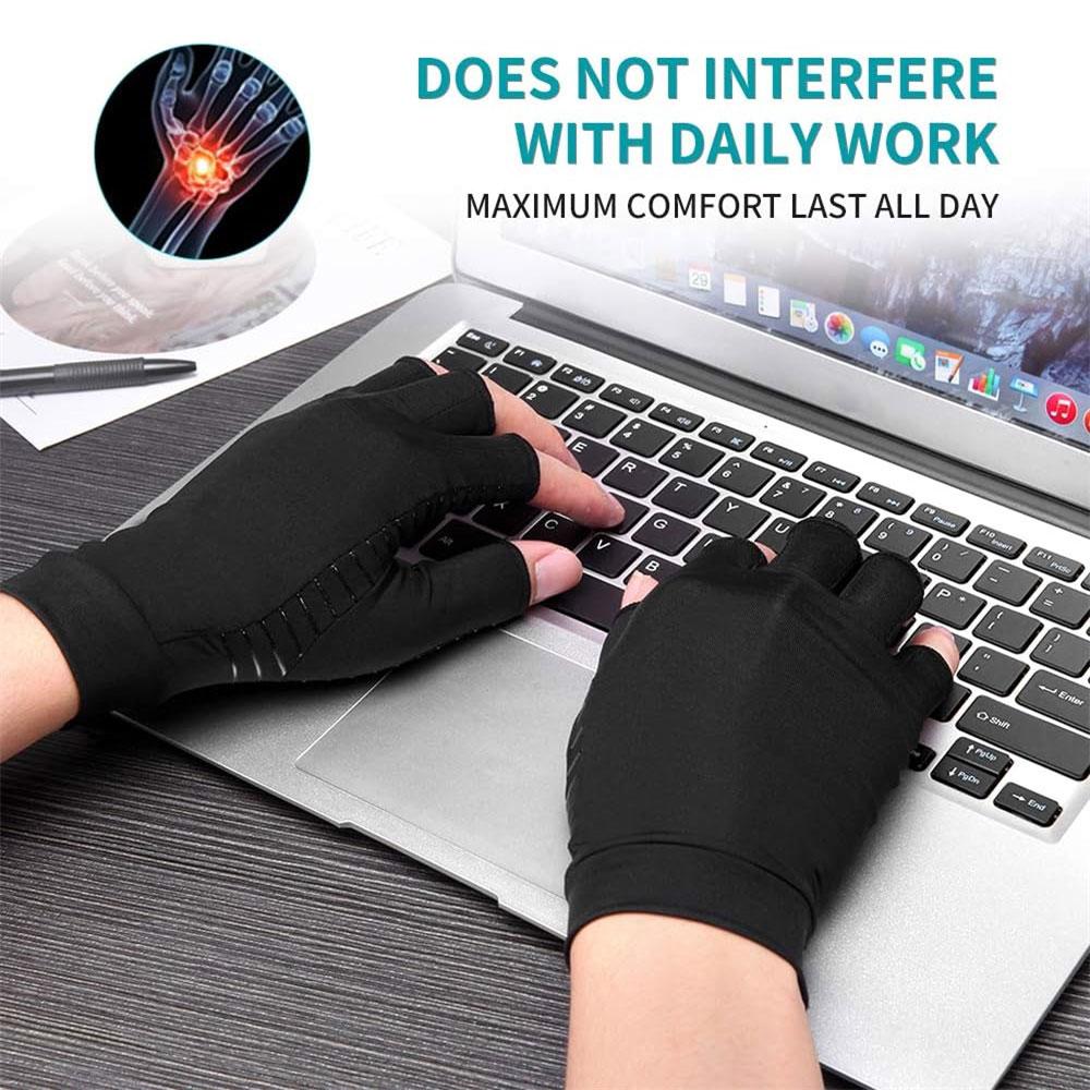 Copper Arthritis Gloves Pain Relief Swelling Fingerless Compression For Rheumatoid Arthritis Computer Typing Joint Support