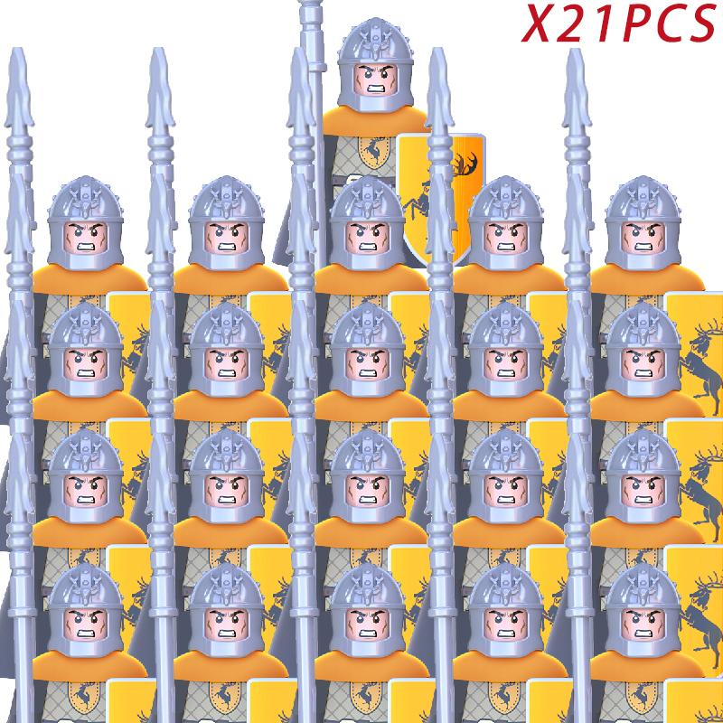 MOC Thrones Golden Armor Warrior Guard Jaime Lannister Barristan Selmy Meryn Trant Building Blocks Mini Action Figure Toys