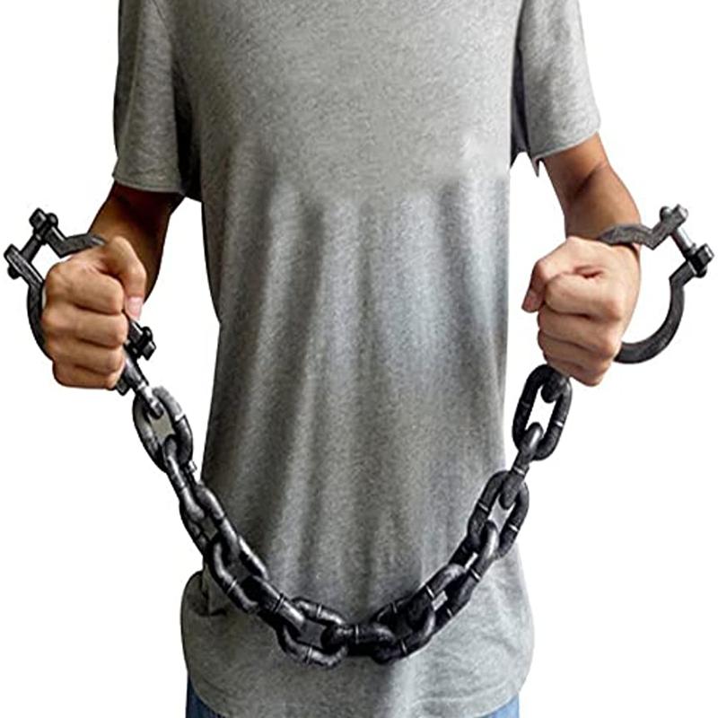 Plastic Prisoner Handcuffs - Realistic Wrist Shackles with Chains for Halloween Costumes Cosplay Props Gags & Practical Jokes