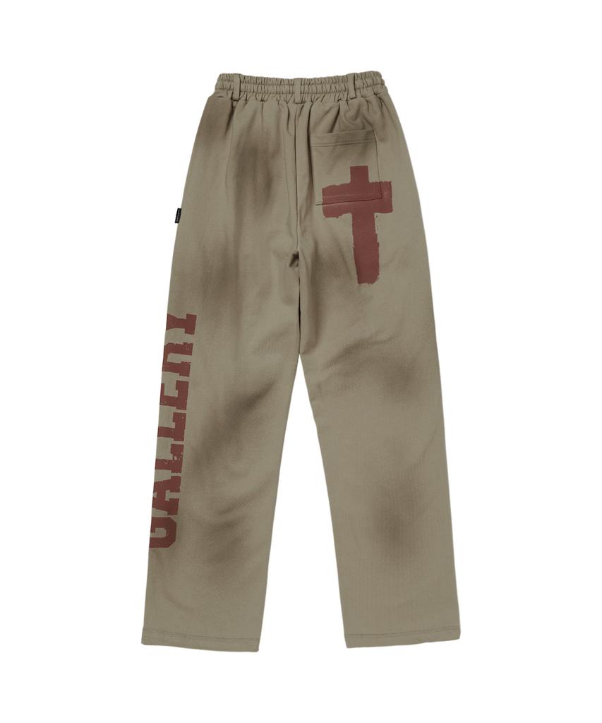 Garter Gallery Side Logo Cross Dirty Sweat Pants_Beige
