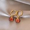Elegant French Pomegranate Red Ear Studs for Women – Exquisite, Fashionable, Versatile Design for Autumn/Winter