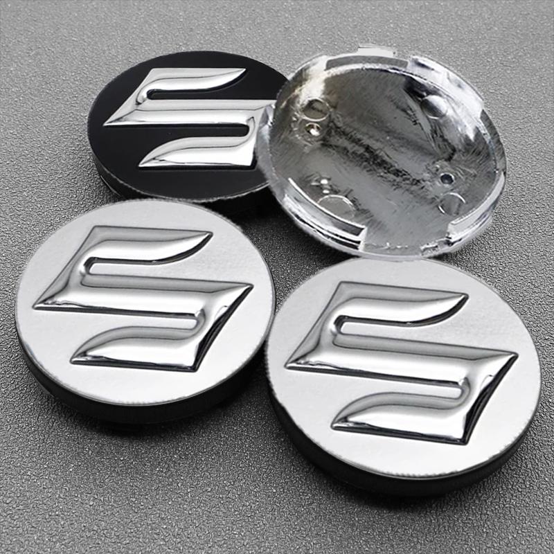 4 Pezzi 56mm+60mm 54mm Coprimozzi Centrali per Ruote Auto Emblema Badge Logo S Copriruota per Suzuki Swift Jimny Vitara Baleno SX4 Accessori