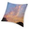 August Sunset Square Pillowcase Polyester Linen Velvet Pattern Zip Decor Room Cushion Cover