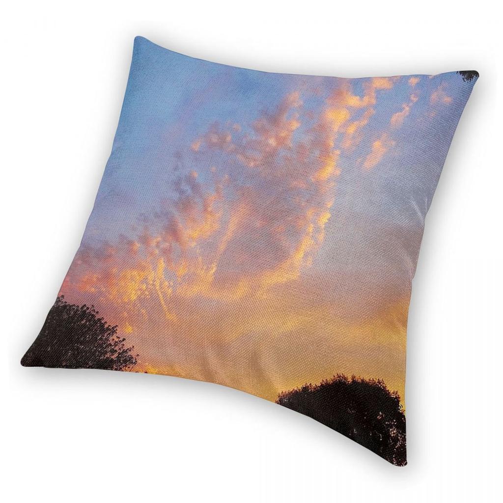 August Sunset Square Pillowcase Polyester Linen Velvet Pattern Zip Decor Room Cushion Cover