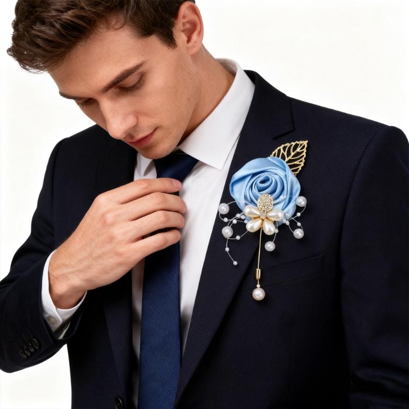 Exquisite Corsage Corsage Artificial Flower for Wedding Bridesmaids and Groomsmen Artificial Flower and Pearls