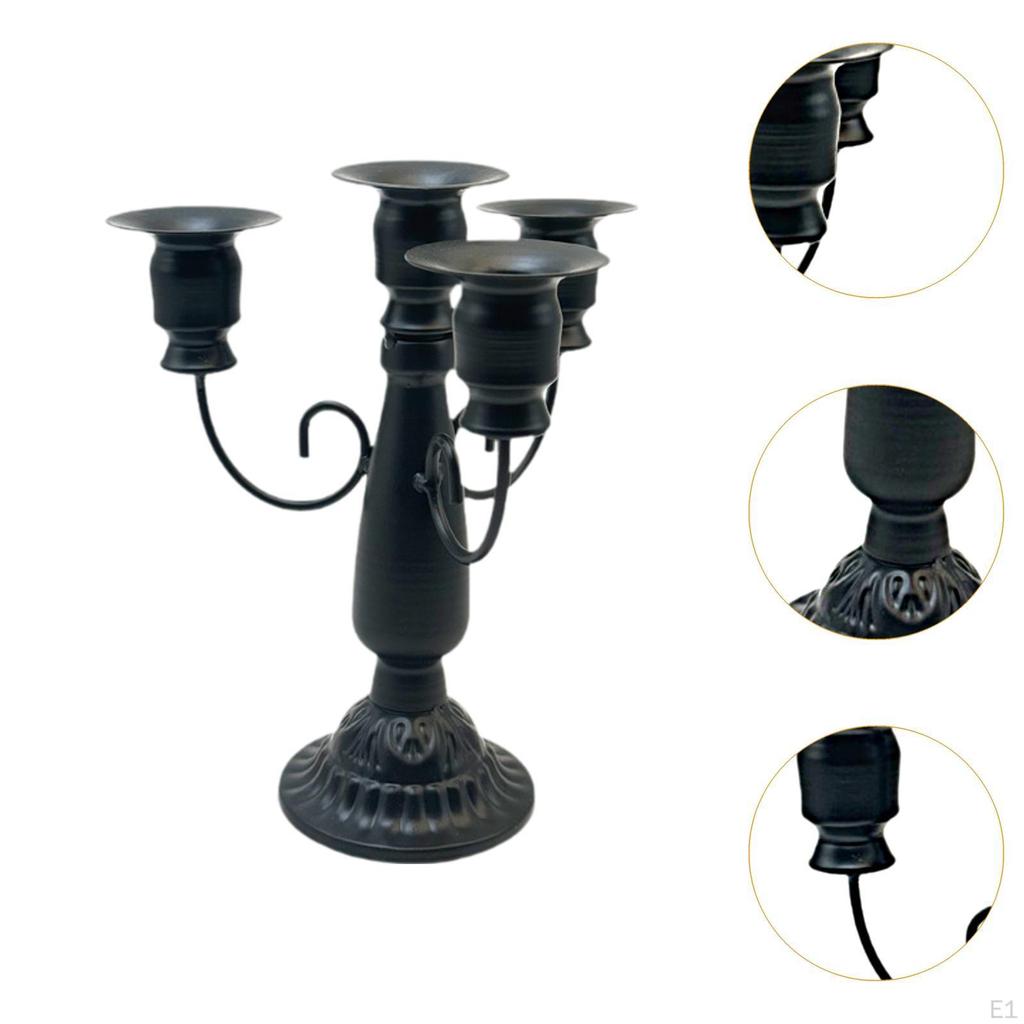 4 Candle Metal Candelabra Candlestick Holder Fine Craftsmanship Taper for Living Room