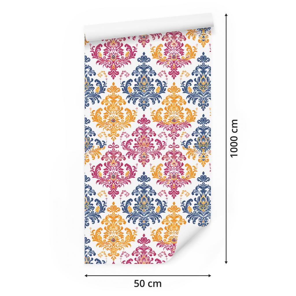 Baroque Damask Wallpaper Cream and Powder Pink 50x1000