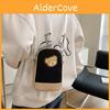 Adorable Korean Style Corduroy Cute Bear Crossbody Bag For Soft Girls In Casual Urban Look