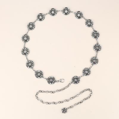 Waist Chain Women'S High Sense Women'S Retro Sunflower Summer With Skirt Metal Chain Belt
