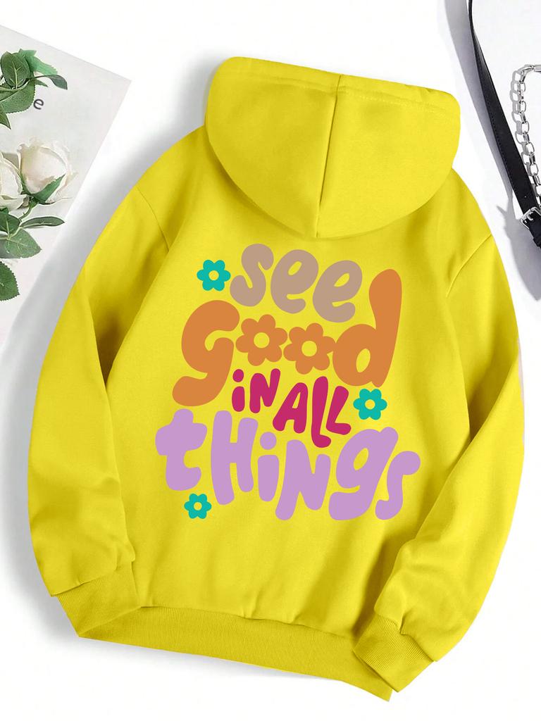 See Good In All Things Printed Streetwear Women Trendy Harajuku Hoodie Fashion All-Match Pullover Autumn Pocket Female Hoody