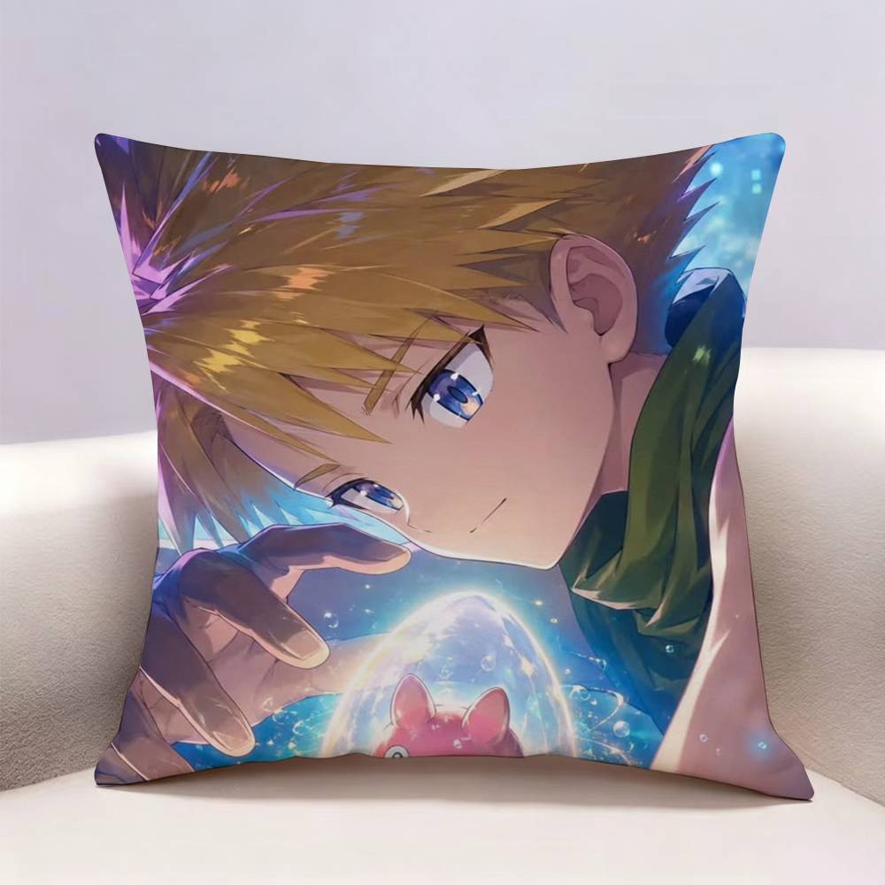 Cute Digimon Adventure Doublesided Print Pillow Case Pattern Printed Pillowcase For Living Room Sofa Cushion Cover