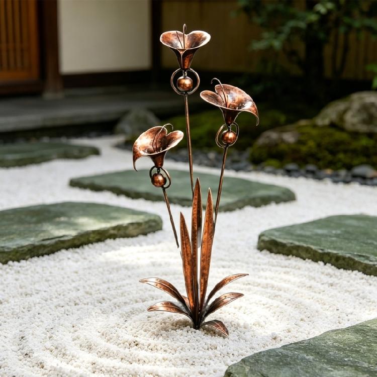 Rustproof Calla Lilies Wind Chime Stake For Patios Garden Decoration Landscape Enhancement Measuring 75cm Height