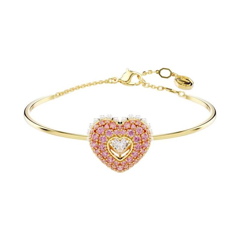 Swarovski Hyperbola heart pattern shape cubic zirconia imitation crystal gold-plated tone imitation pearl bracelet women s gold 5687258