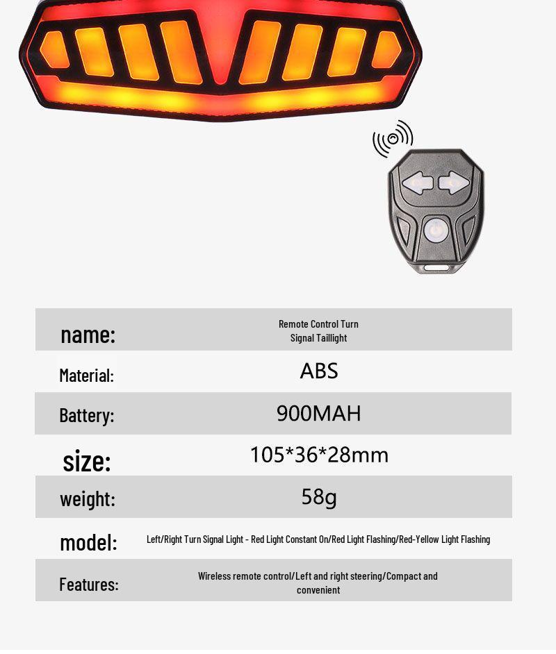 Rechargeable Wireless Bicycle Taillight & Turn Signal with Remote Control – Detachable Mountain Bike Accessory