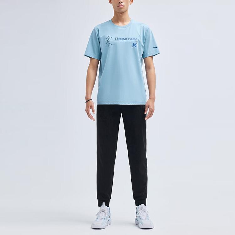 Anta Basketball Series Solid Color Logo Mid-Waist Straight-Leg Joggers Men Bottoms Black 152321333-1