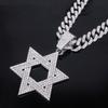 Hip Hop Alloy Necklace Trendy Full Rhinestone Hollow Star of David Pendant European American Rap Street Fashion Accessories