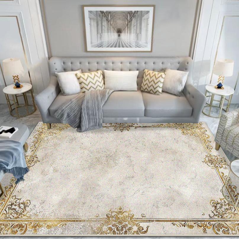 Chinese Style Carpet Living Room High-end Luxury American Hairless Tea Table Rug Short Velvet Bedroom Bed End Floor Mat Lounge