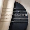 5Pcs Bohemian Metal Heart-Shaped Bracelet Set for Women Gold Multi-Layer Adjustable Hand Chain Holiday Jewelry