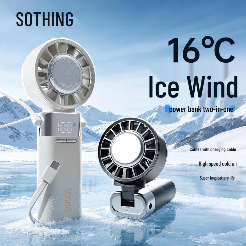 SOTHING 2-in-1 Foldable Handheld Portable Fan