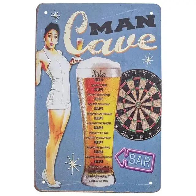 Vintage Rzutki Piwo Metalowy Znak Blaszany Retro Sztuka Ścienna do Baru Sportowego Man Cave Pokoju Gier Dekoracja Klubu Kawiarni Żelazny Plakat Tabliczka