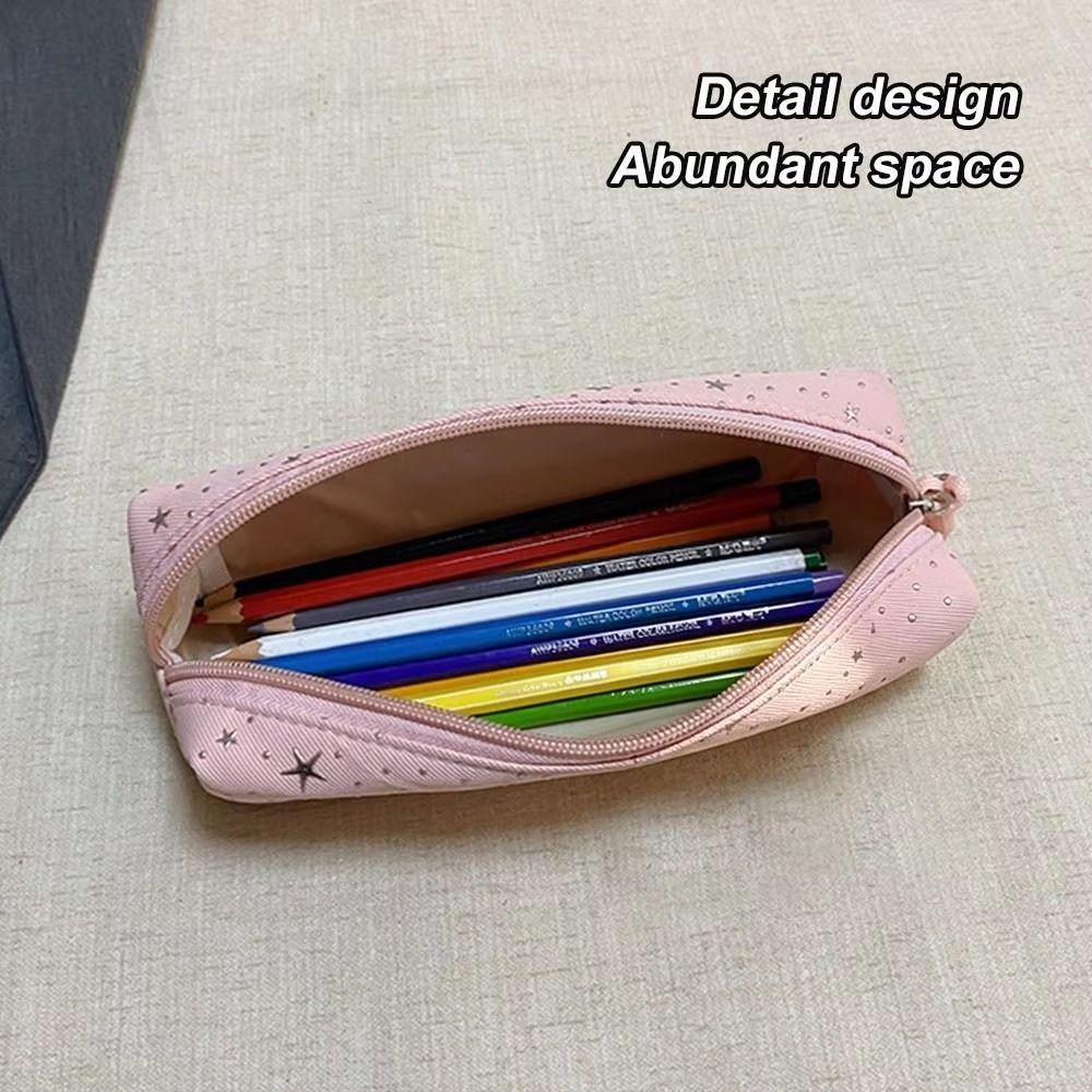 Printed Pencil Storage Bag Canvas Zipper Stationery Pouch Trendy Makeup Bag  Children