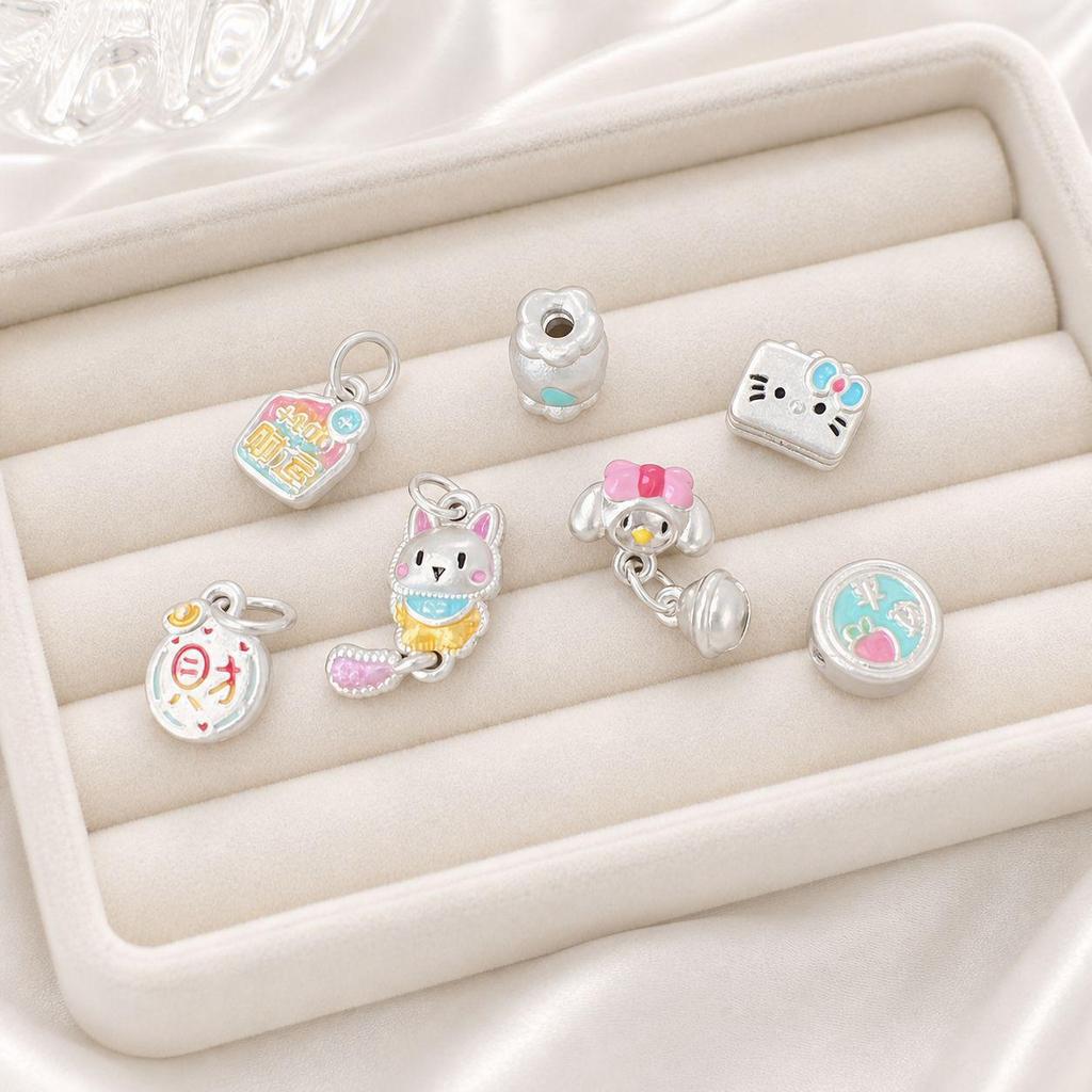 My Melody 999 Sterling Silver Cartoon Pendant Bead for DIY Bracelets