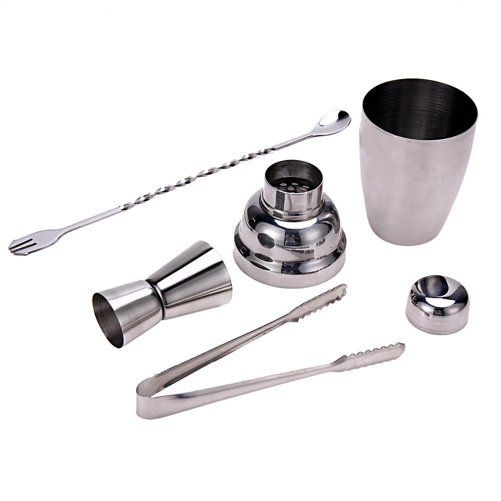 4pcs Cocktail Shaker Barware Tools 250ml Stainless Steel Shaker Barware Tools Lightweight Portable with Jigger Bar Accessories